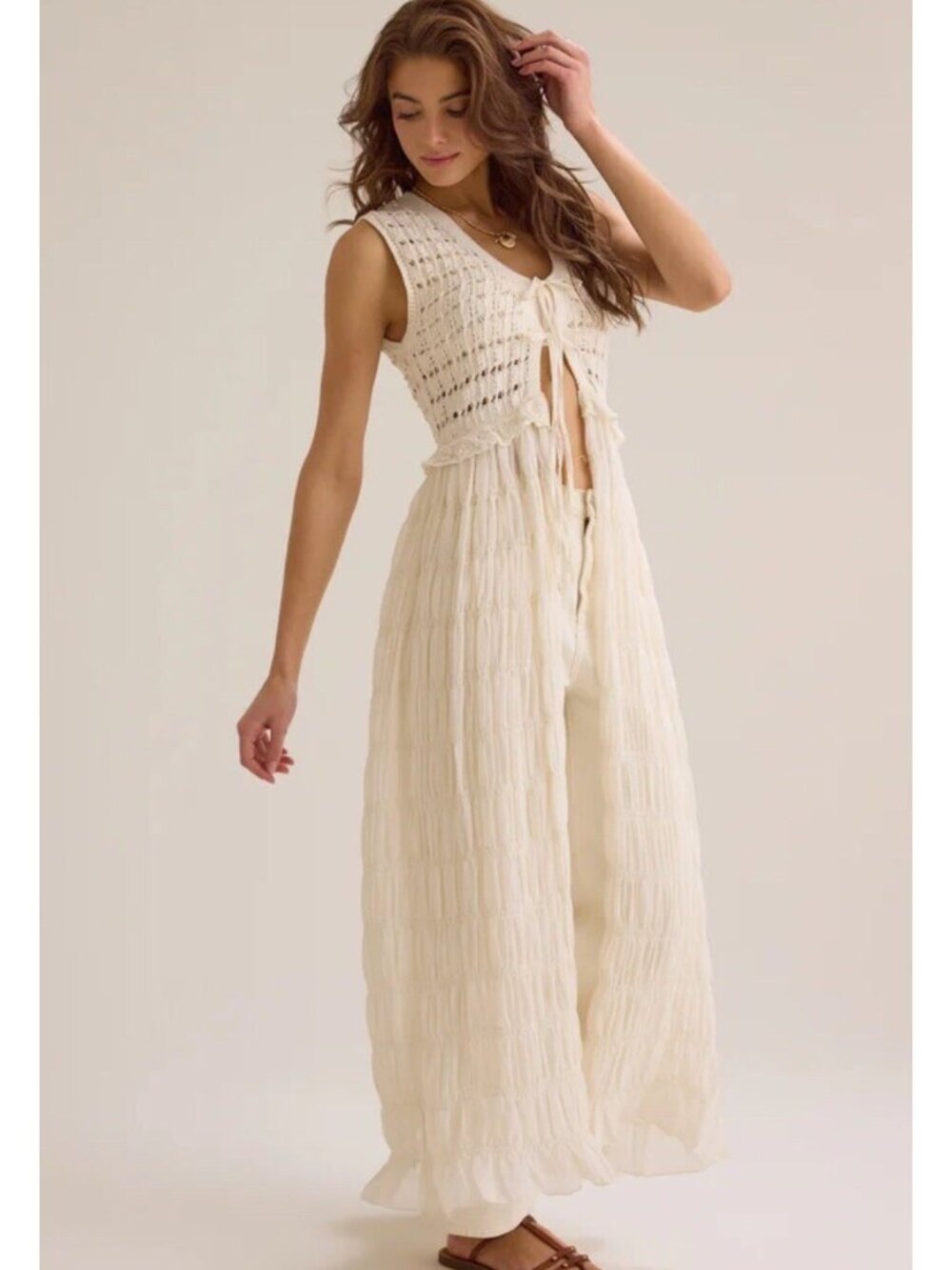 altar'd state Emmaline Tie Kimono In Cream Size XL Bohemia